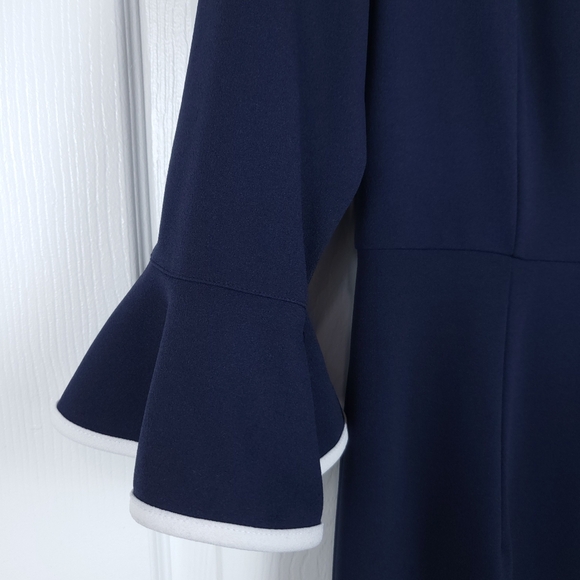 NWT Nanette Lepore 3/4 Sleeve Flounce Dress| Dark Navy - Picture 6 of 12